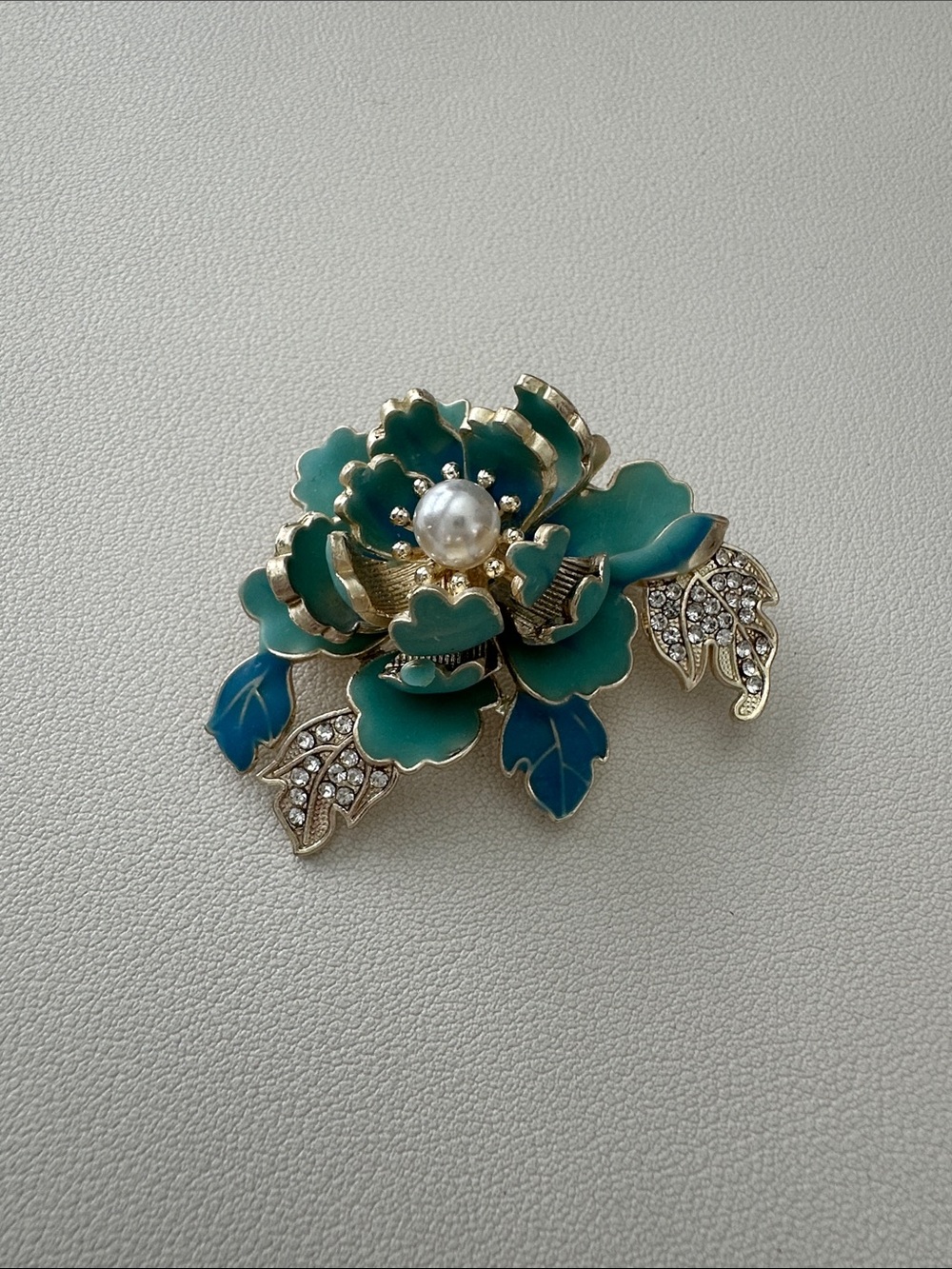 Silver and Blue Floral Pearl Brooch - Women Jewelry
